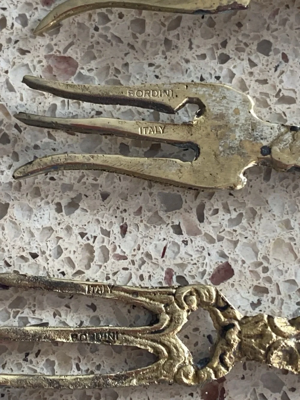 Vintage Bordini from Italy Decorative Forks in Gold tone - Set of 4